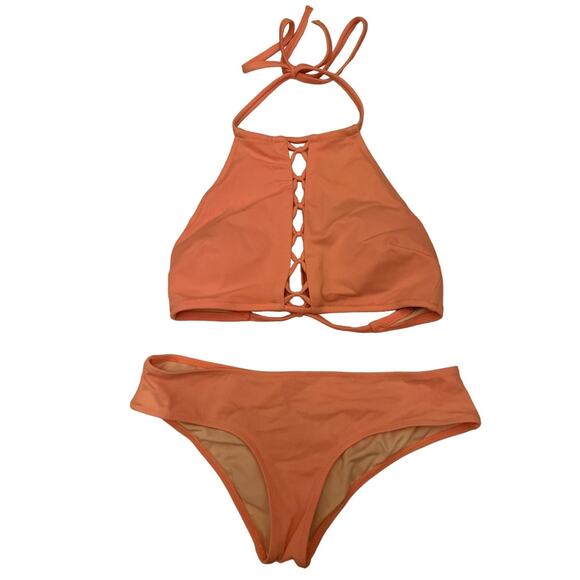 Victoria's Victoria Secret Bikini PINK Light Pink High Neck Halter Set XS - EUC - Picture 1 of 7